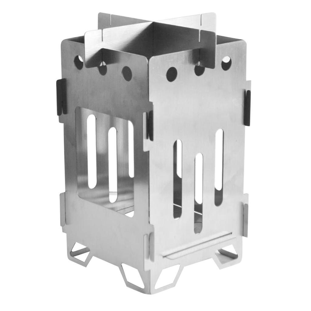 Stainless Steel Foldable Camping Wood Stove Outdoor Picnic Backpacking Stove