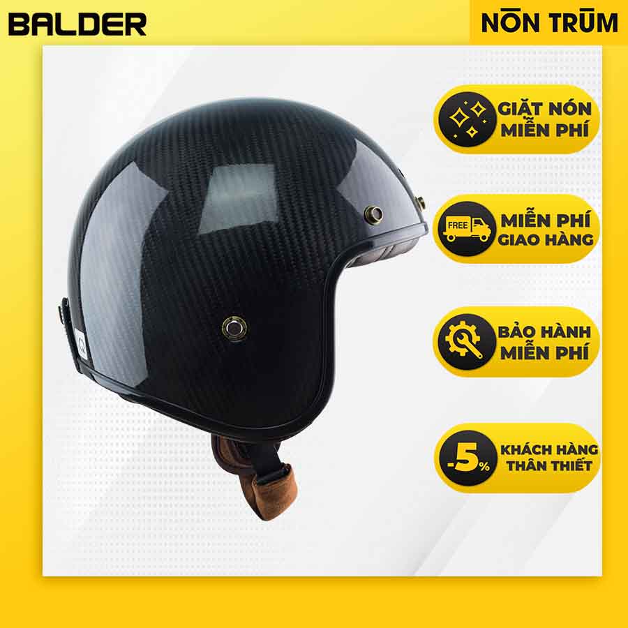 Mũ bảo hiểm 3/4 Balder sợi carbon siêu nhẹ được phân phối tại hệ thống Nón Trùm