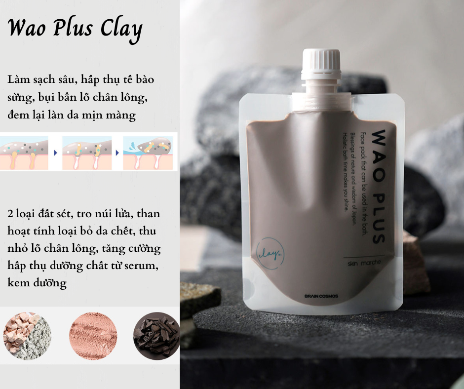 Mặt nạ đất sét Wao Plus Clay Nhật Bản