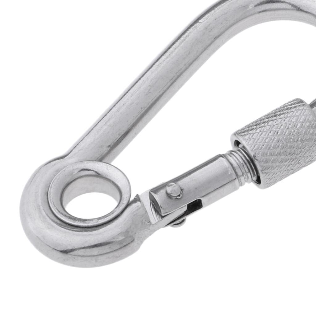 2x Stainless Steel Safety Carabiner Spring Screwgate for Camping Hammock