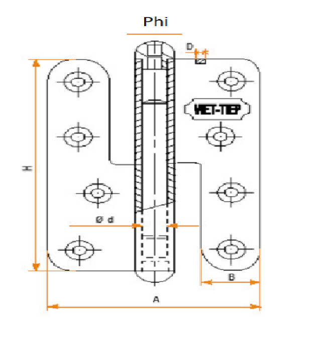 Bộ 2 Bản lề sơn tĩnh điện Việt Tiệp 08127 cao cấp 125 x 86mm