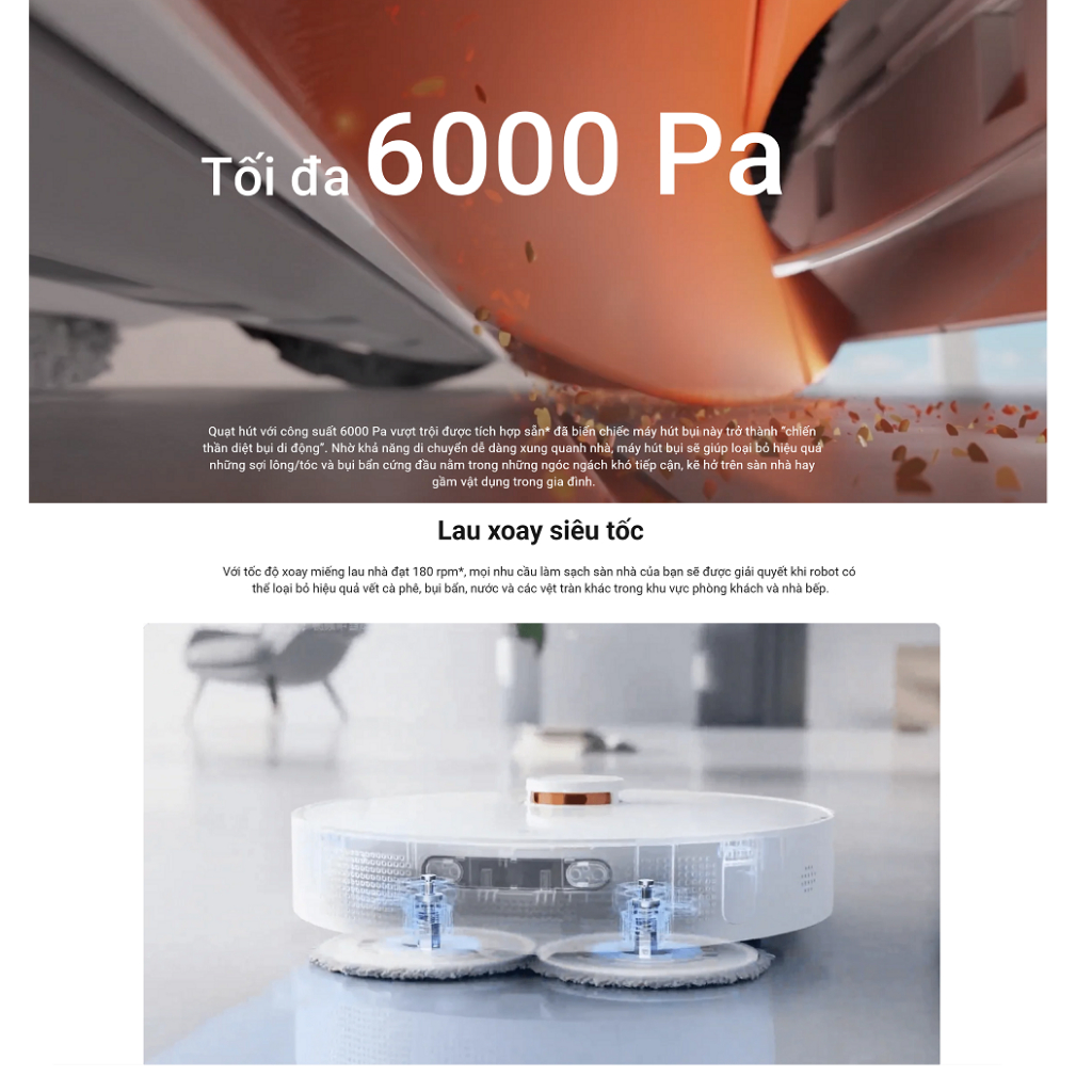 Robot Hút Bụi Lau Nhà Xiaomi M30 Pro Giặt Sấy Giẻ Nước Nóng, Chổi Tricut Hạn Chế Rối Tóc 7.000Pa - Bản Nhập Khẩu