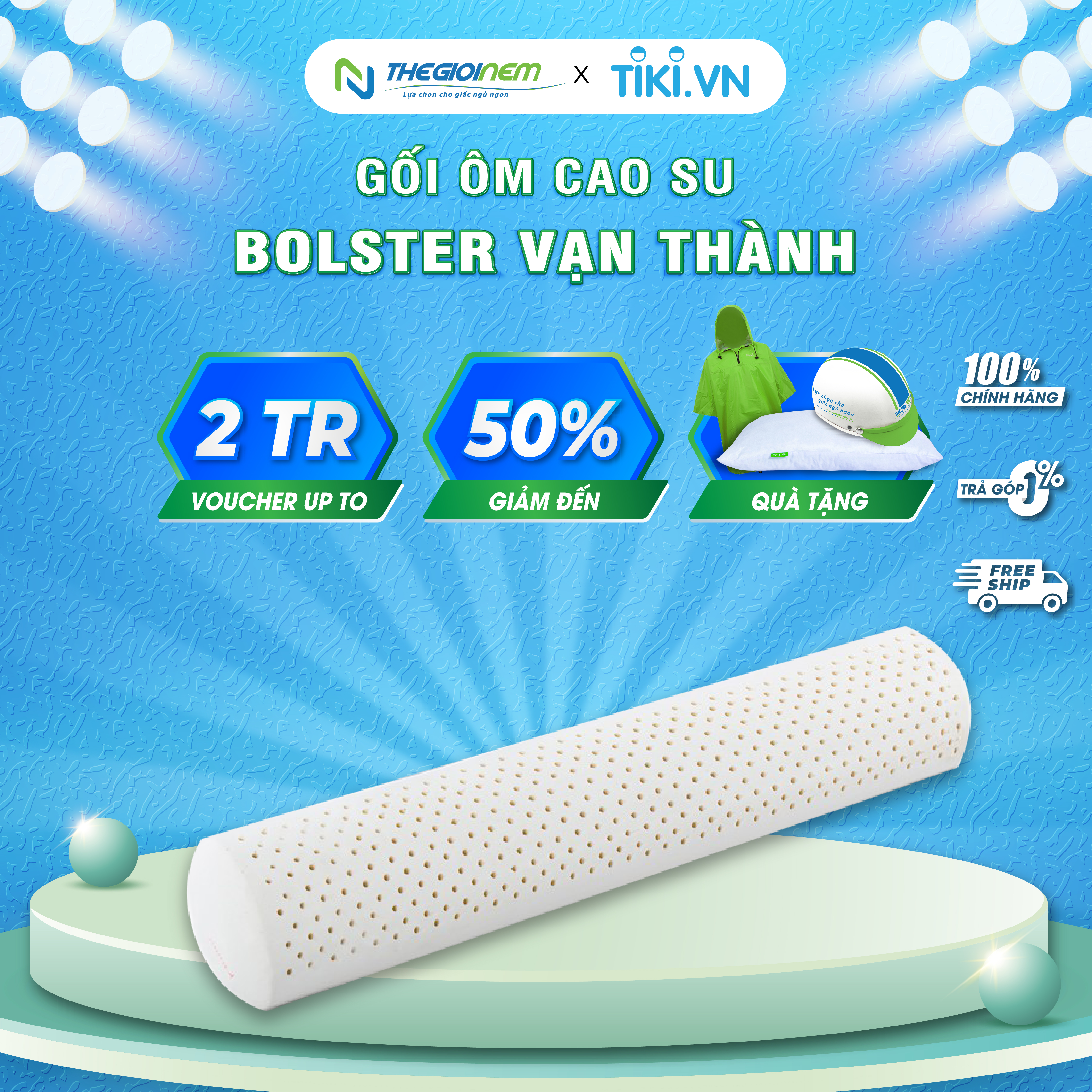 Gối Ôm Cao Su Vạn Thành Bolster VTGCSO20100 (20 x 100 cm) - Trắng