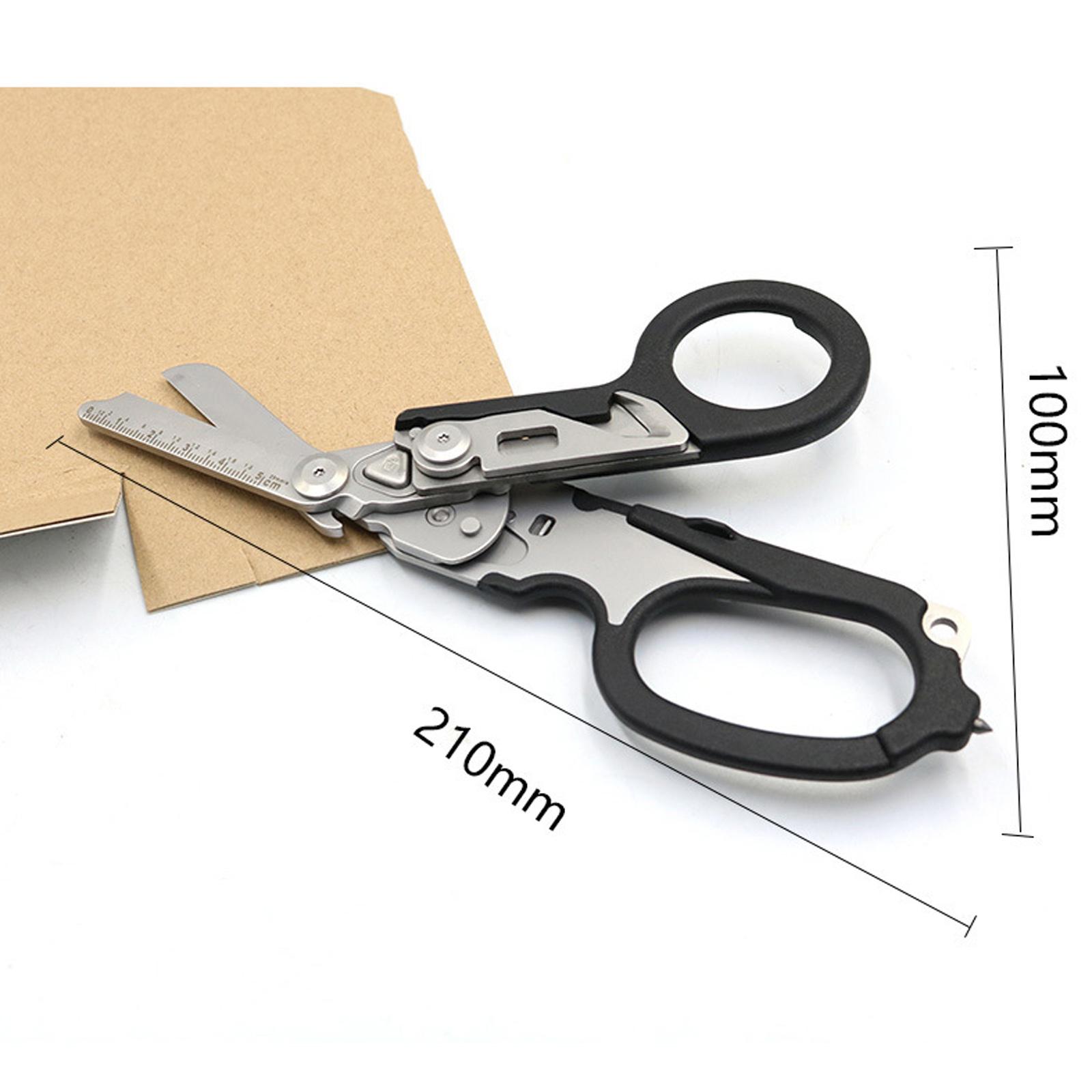 Outdoor Multi Tools Folding Emergency Response Shears Strap Cutter Ring Cutter Ruller Oxygen Tank Wrench Carbide Glass Breaker