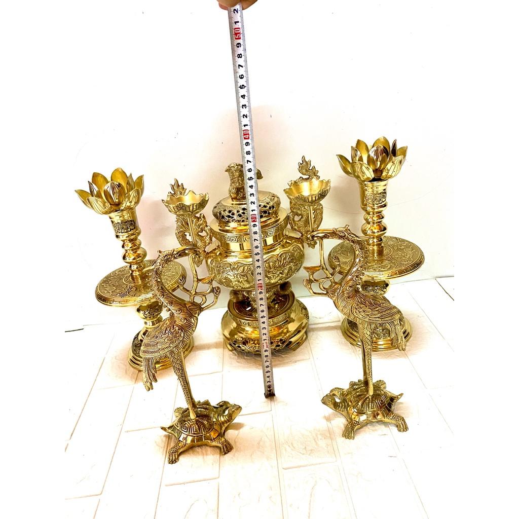BỘ ĐỈNG NGŨ SỰ 36 CM  CHẤT LIỆU BẰNG ĐỒNG VÀNG  BỘ THỜ CÚNG TÂM LINH