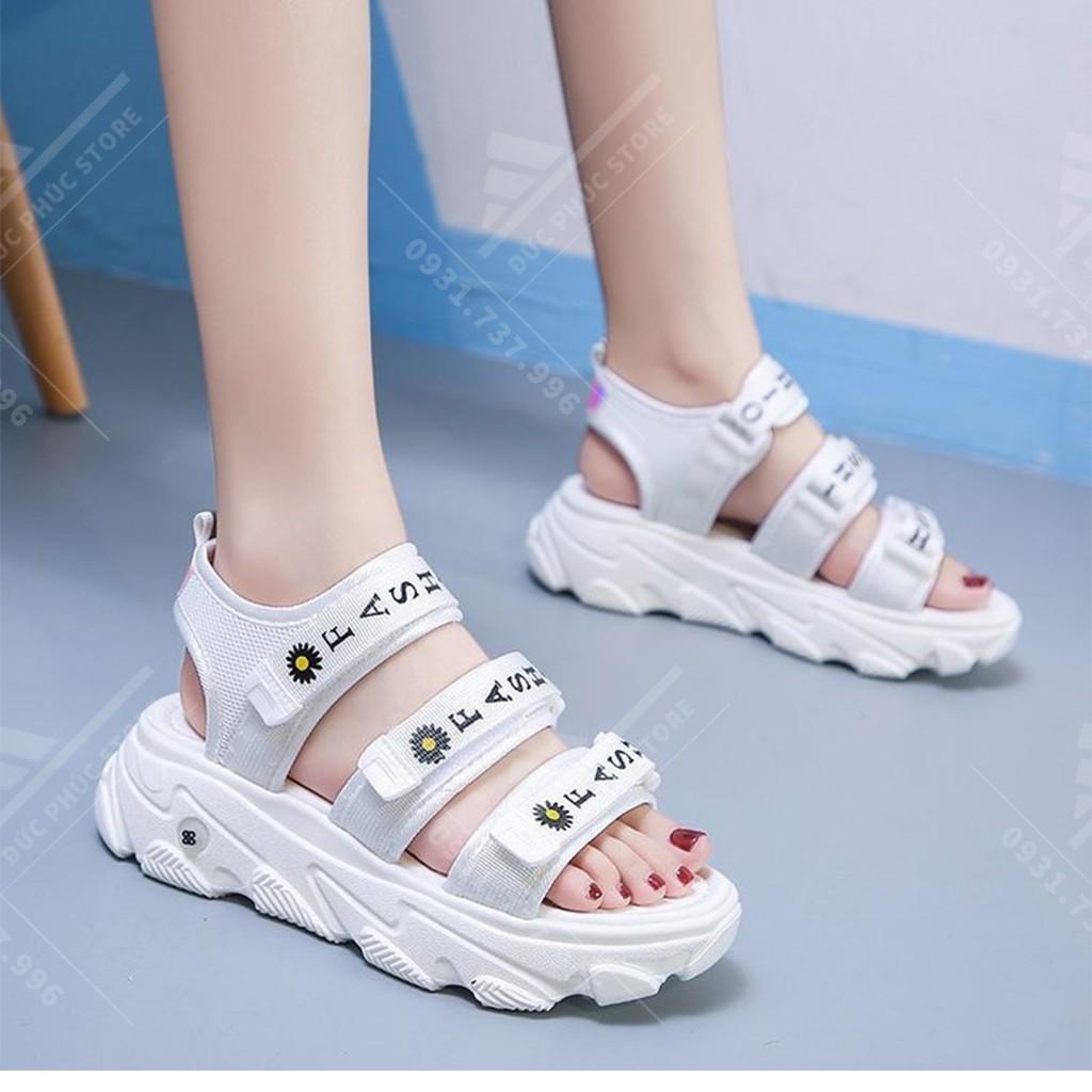 Sandal nữ hoa cúc, dép quai hậu 3 quai đế cao cực đẹp Mẫu mới 2020