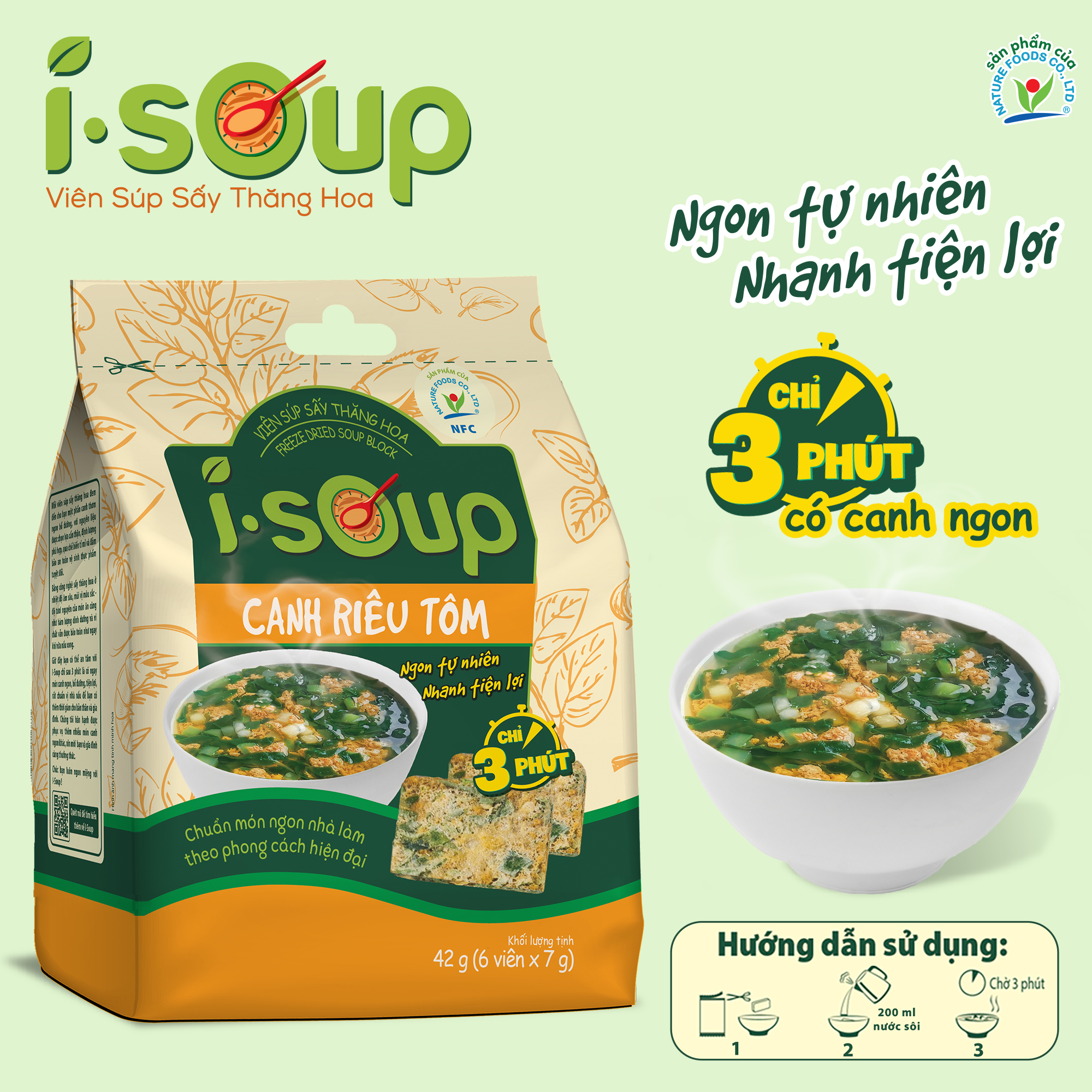 Canh Riêu Tôm Ăn Liền I-Soup 42g 06 Viên