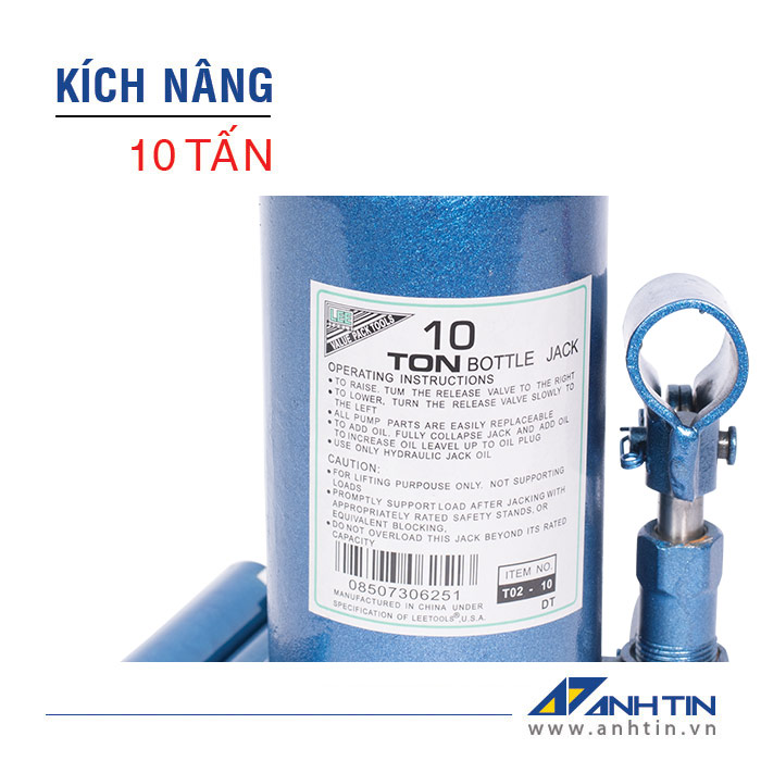 Con đội 10 tấn | Kích nâng xe ô tô xe tải | Kích thủy lực 10 tấn | Chiều cao nâng 125mm | Chiều cao ren 60mm