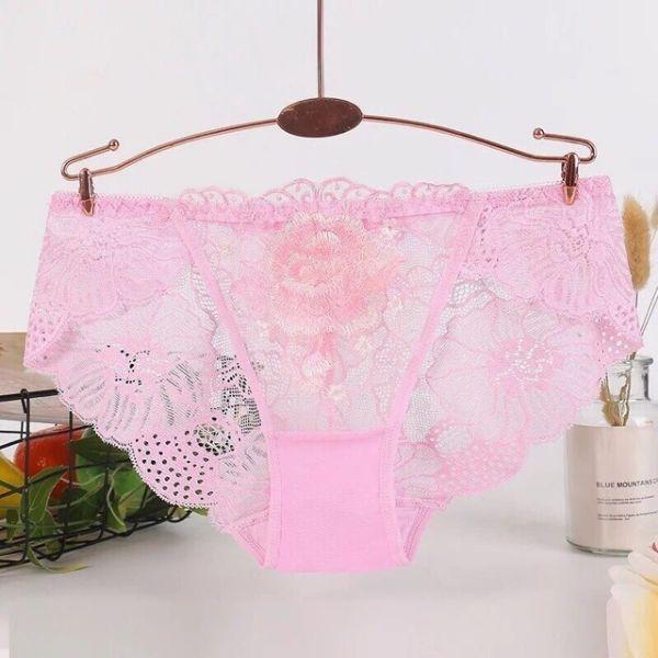 COMBO 10 QUẦN LÓT REN THÊU HOA HỒNG