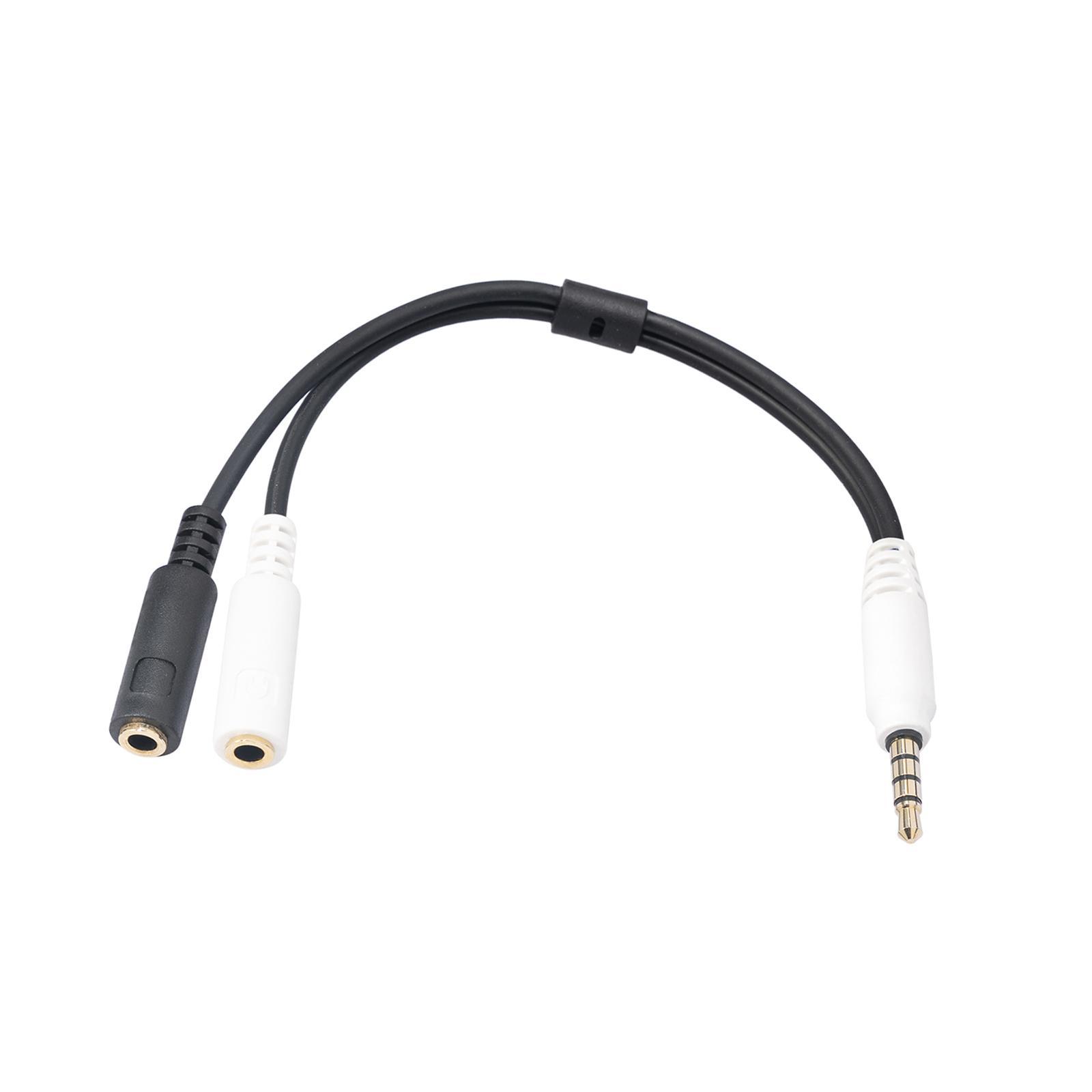 3.5mm Headset Splitter Cable Male to 2 Port Female Professional Plug and Play Durable Stereo Headphones Adapter for Desktop PC Laptop Phone