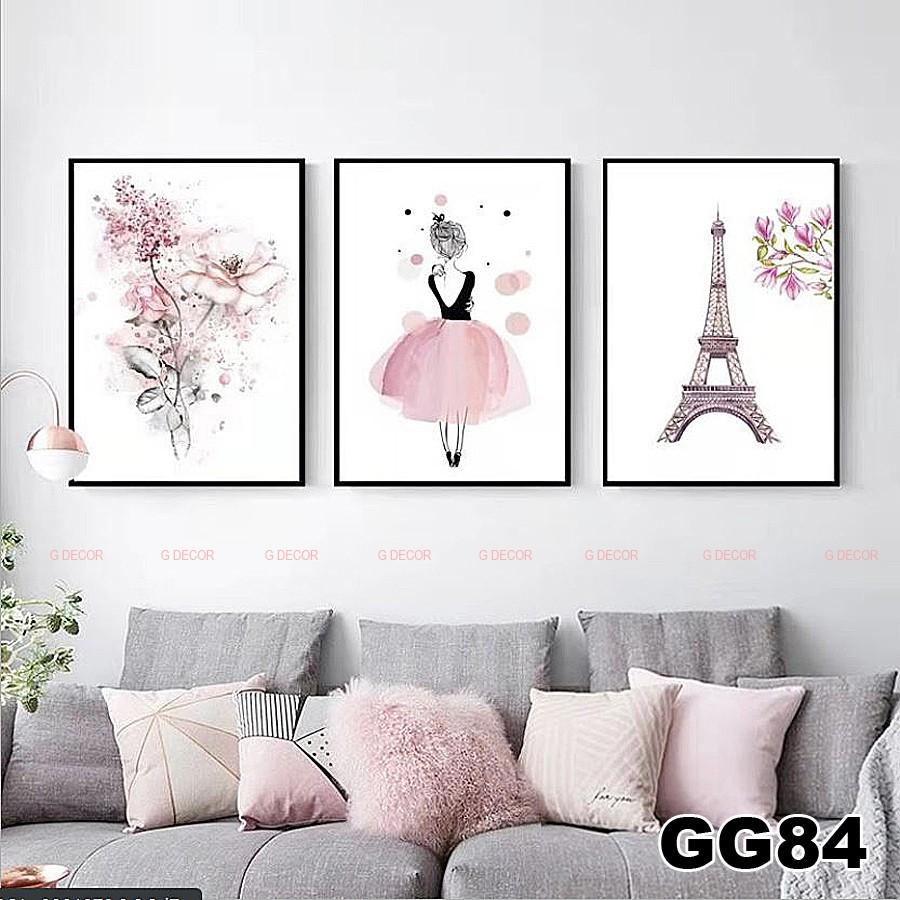 Tranh treo tường canvas 3 bức phong cách hiện đại Bắc Âu 78, tranh ainime trang trí phòng cho bé, phòng khách, phòng ngủ