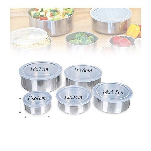 BỘ 5 THỐ INOX CAO CẤP GIỮ NHIỆT TỐT KÈM NẮP NHỰA ĐỰNG THỨC ĂN TIỆN DỤNG