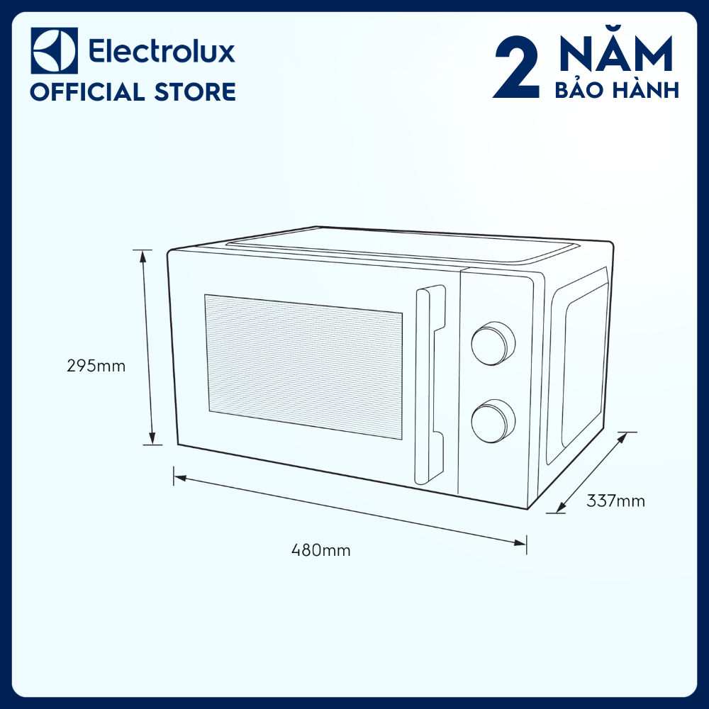 Lò vi sóng để bàn tích hợp nướng đối lưu Electrolux 23L - EMG23K22B - Chức năng vi sóng, nướng , hâm nóng & làm giòn món chiên - Bảo hành 2 năm toàn quốc [Hàng chính hãng]