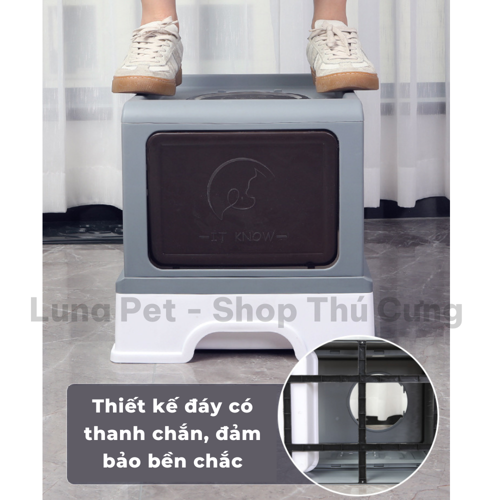 Nhà vệ sinh cho mèo 2 cửa lớn LunaPet NV03 - Khay vệ sinh cho mèo có nắp đậy chống văng cát