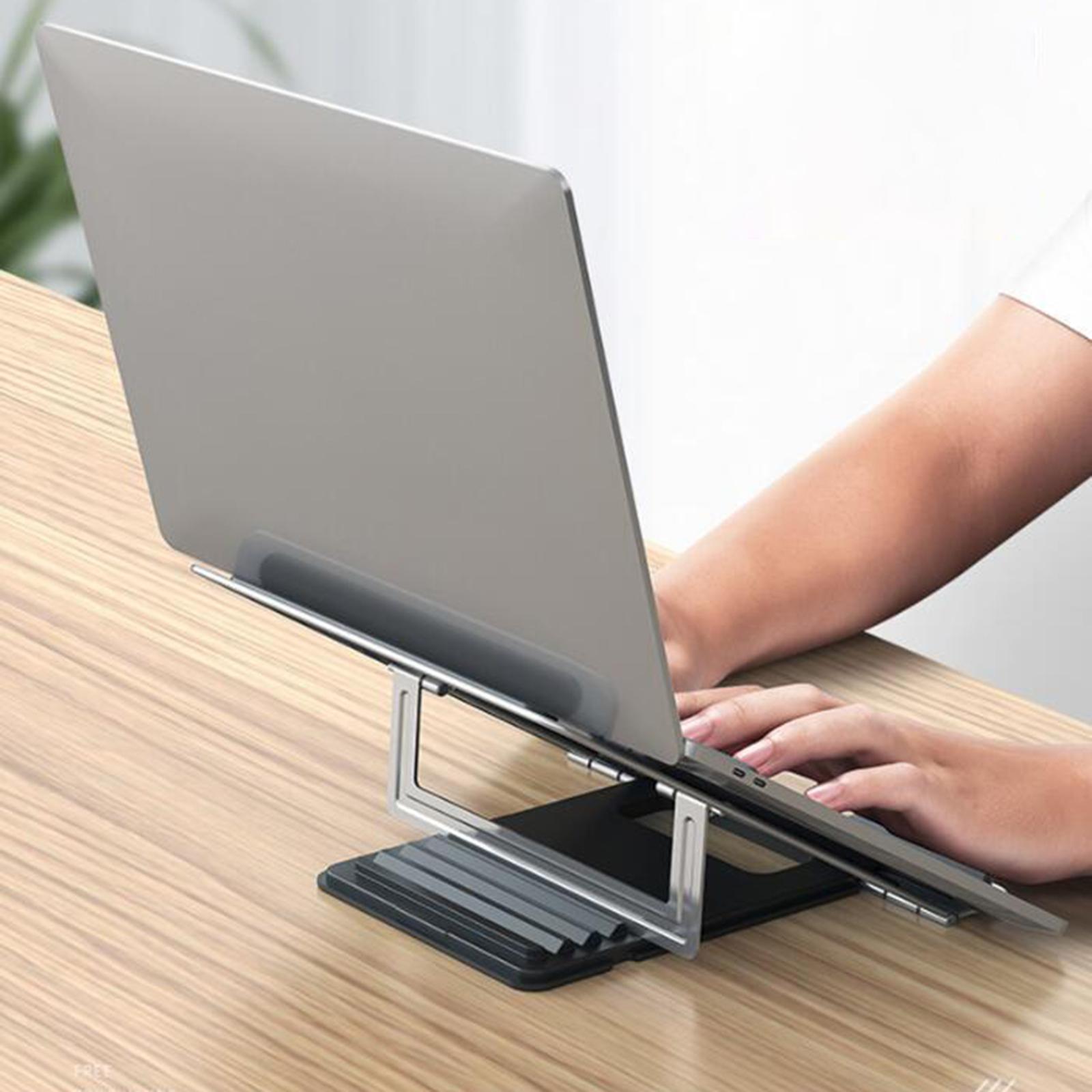 Laptop Stand, 4 Angles Portable Angled Laptop Aluminum Stand. Adjustable Height Laptop Holder with Slide-Proof Silicone for Laptop