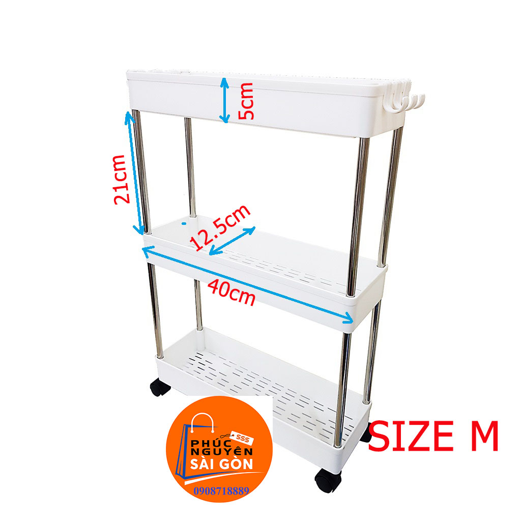 Kệ đựng đồ đa năng 3 tầng có bánh xe tiện lợi