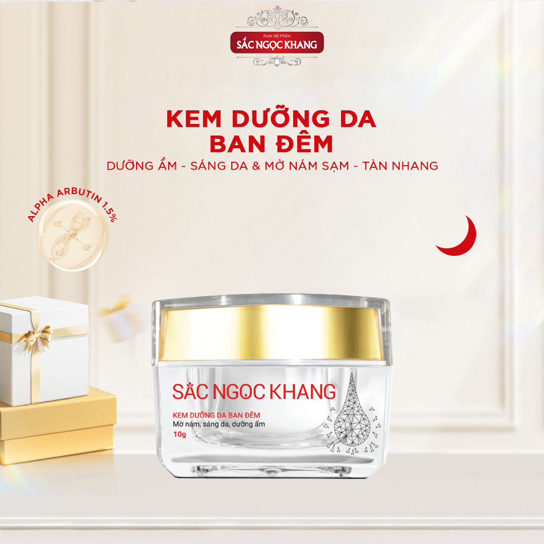 Kem Dưỡng Da Ban Đêm Sắc Ngọc Khang 10g giúp dưỡng da ẩm mịn, tươi sáng và mờ nám - sạm - tàn nhang