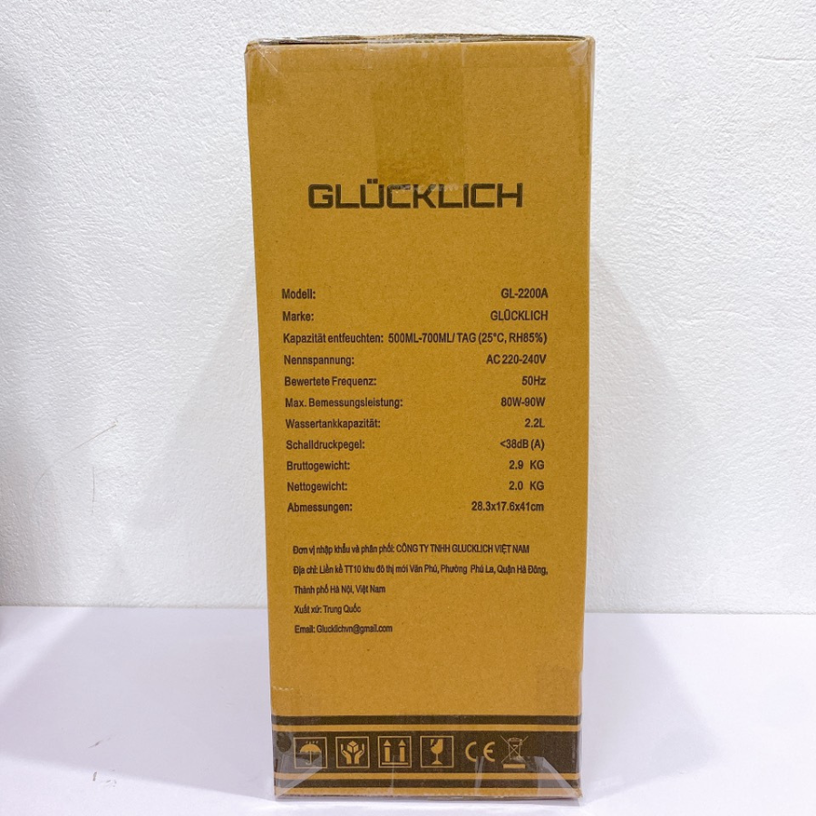 Máy hút ẩm GLUCKLICH GL-2200A 750 ml/ngày - Lọc không khí, hẹn giờ - Thương hiệu GLÜCKLICH của Đức - Hàng chính hãng