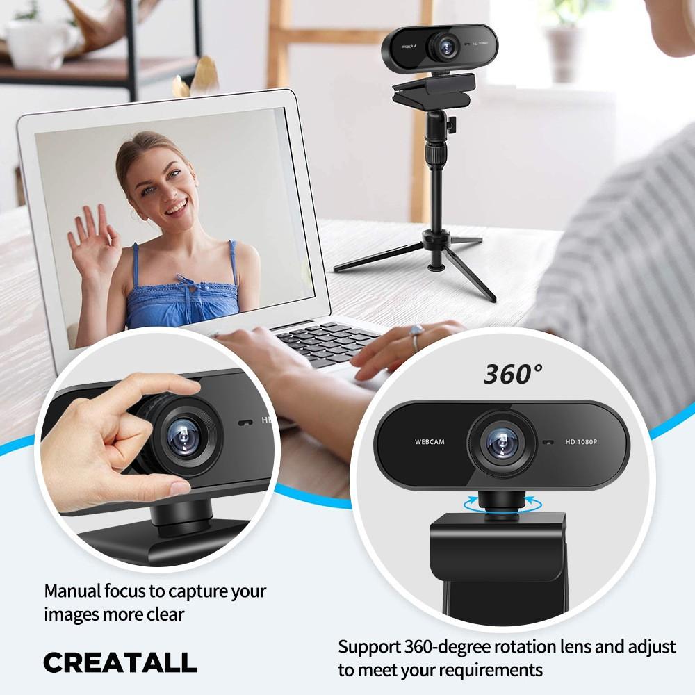 Webcam máy tính FullHD 1080p -2K có Mic rõ nét - Thu hình cho máy tính, pc, TV, để bàn - Rõ nét - Chân thực