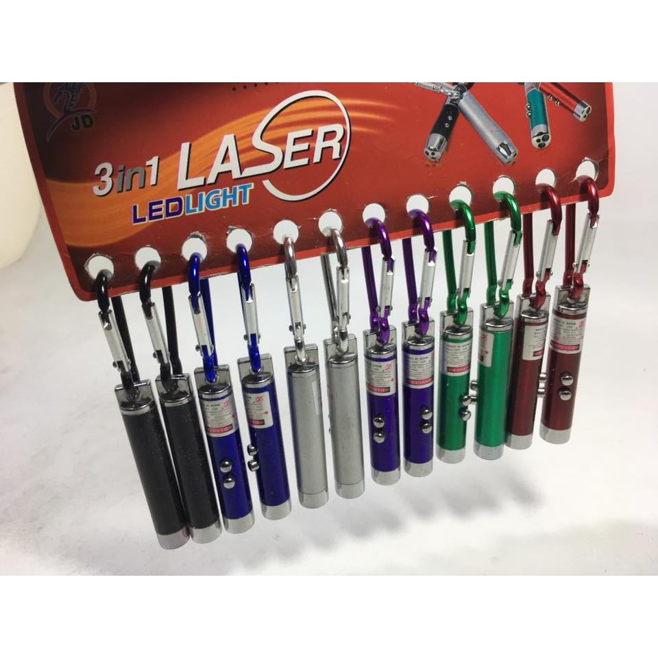 Đèn pin laser 3 in 1 Led Laser Móc khóa