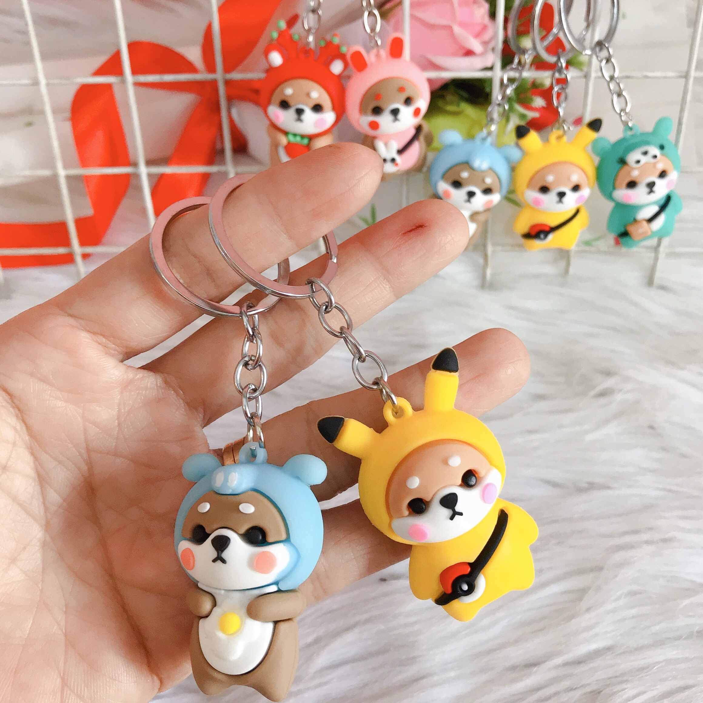 Móc Khóa Cún Shiba Đeo Túi Hot Trend Phụ Kiện Balo Dễ Thương - Móc Khóa Silicon Dễ Thương