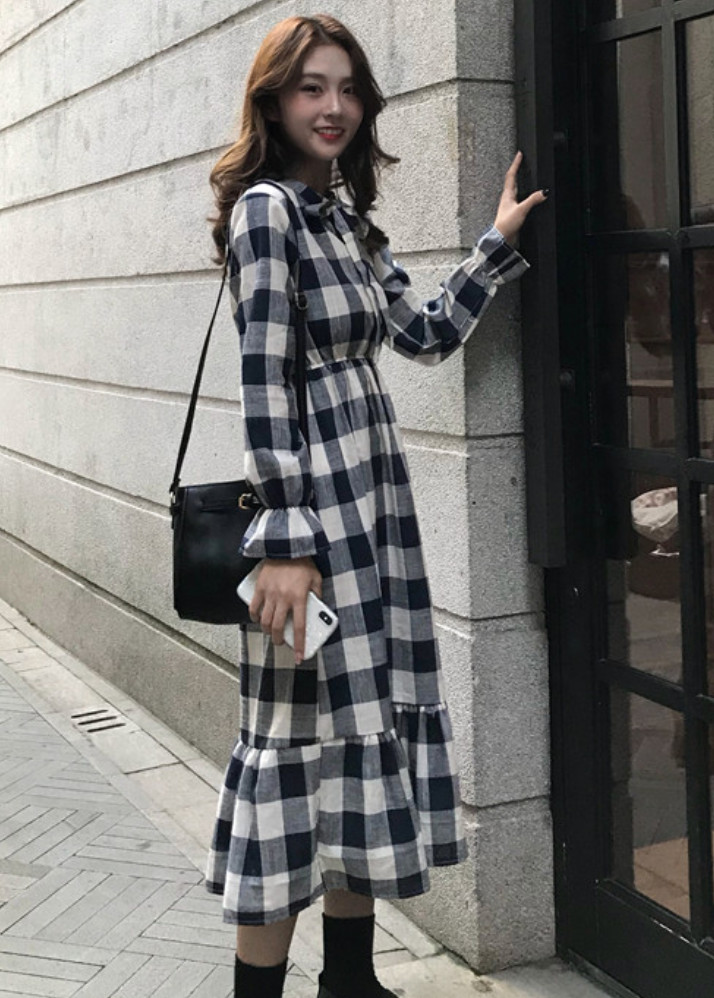 Đầm Ca Rô Nơ Cổ Thanh Lịch DN063 MayHomes
