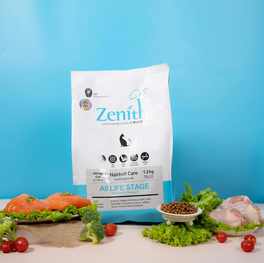 Thức ăn hạt mềm cho mèo Zenith | Không ngũ cốc | Triệt tiêu búi lông | Từ & cá hồi | Cho mèo mọi lứa tuổi