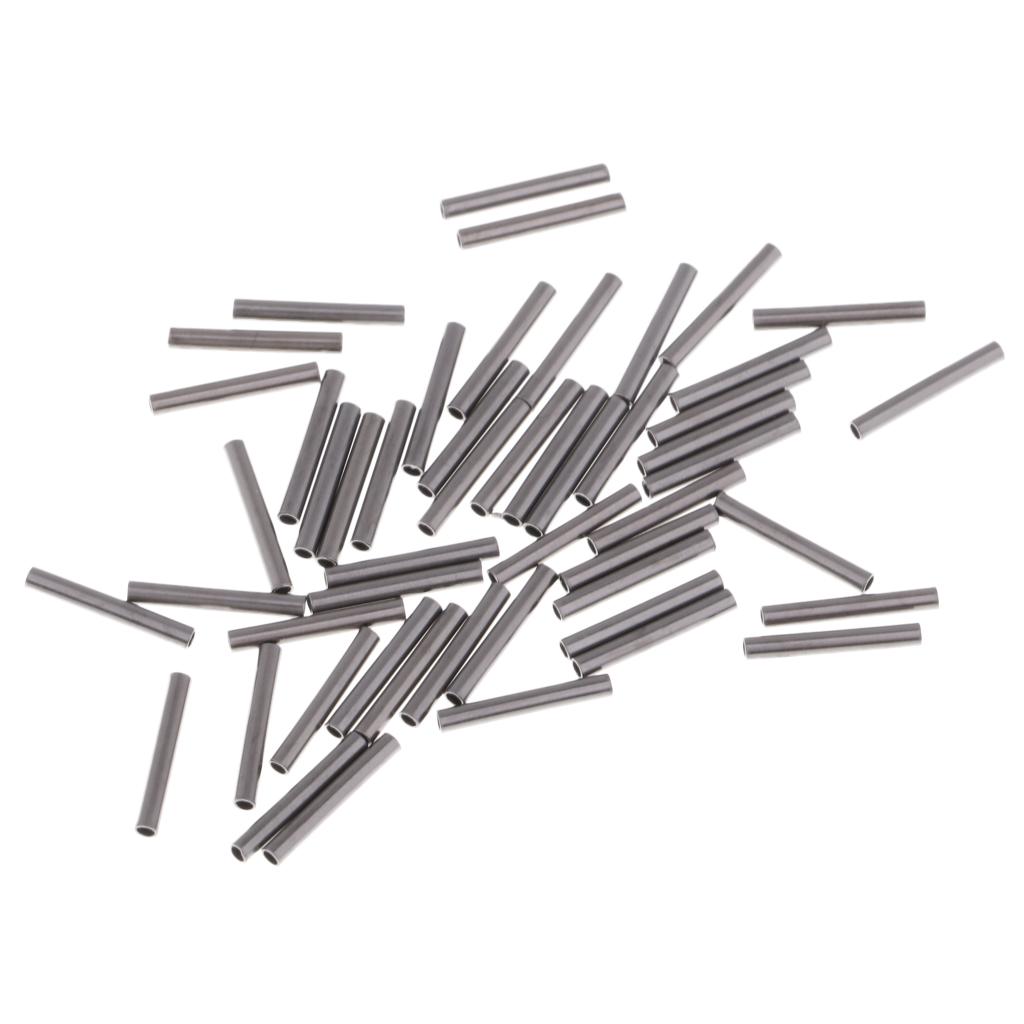 50Pcs Single Barrel Copper Crimp Sleeves Fishing Crimps Connector for Rigs A