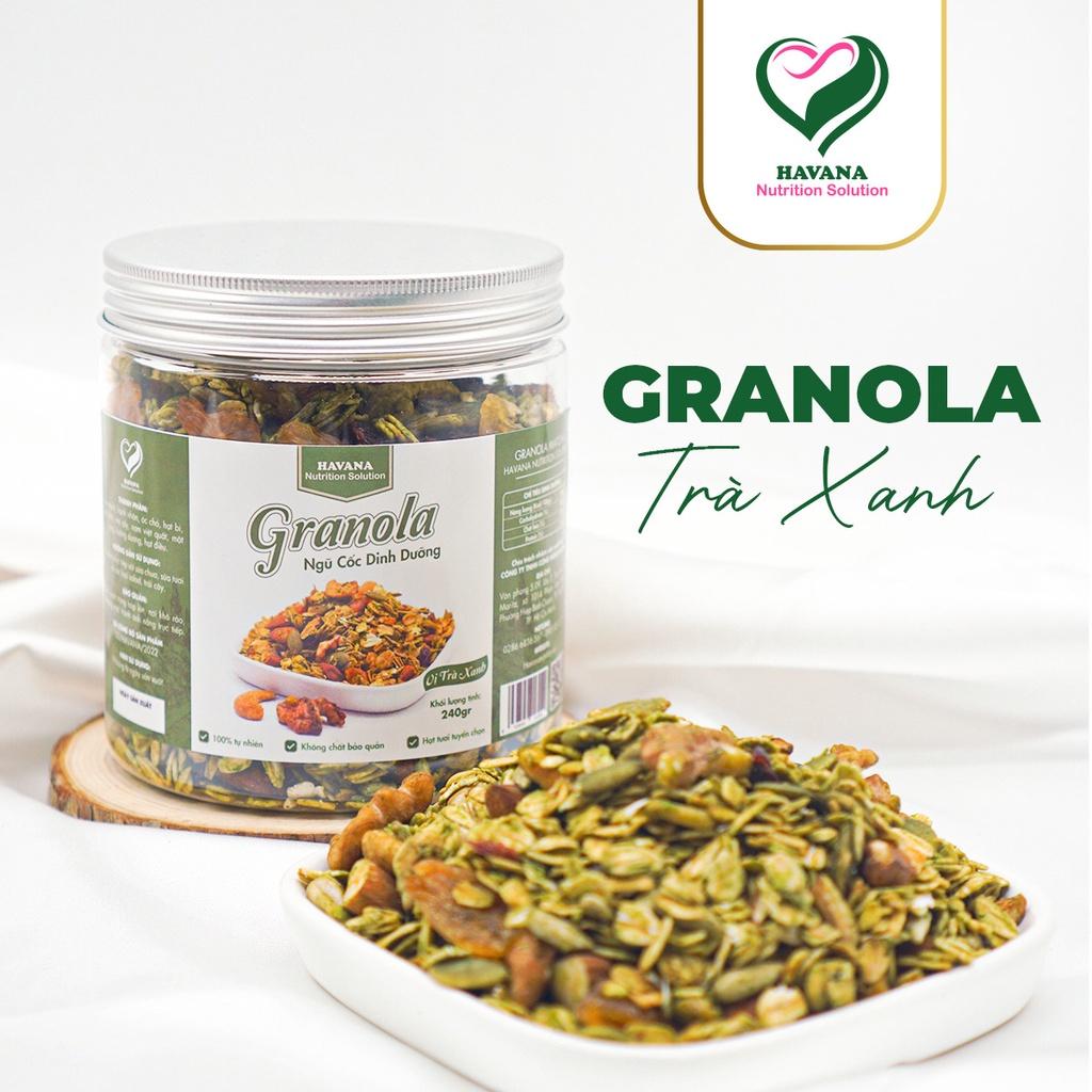 Granola Matcha 240GR- Havana- Ngũ cốc trà xanh dinh dưỡng ăn kiêng giảm cân| Eat Clean bổ sung dinh dưỡng