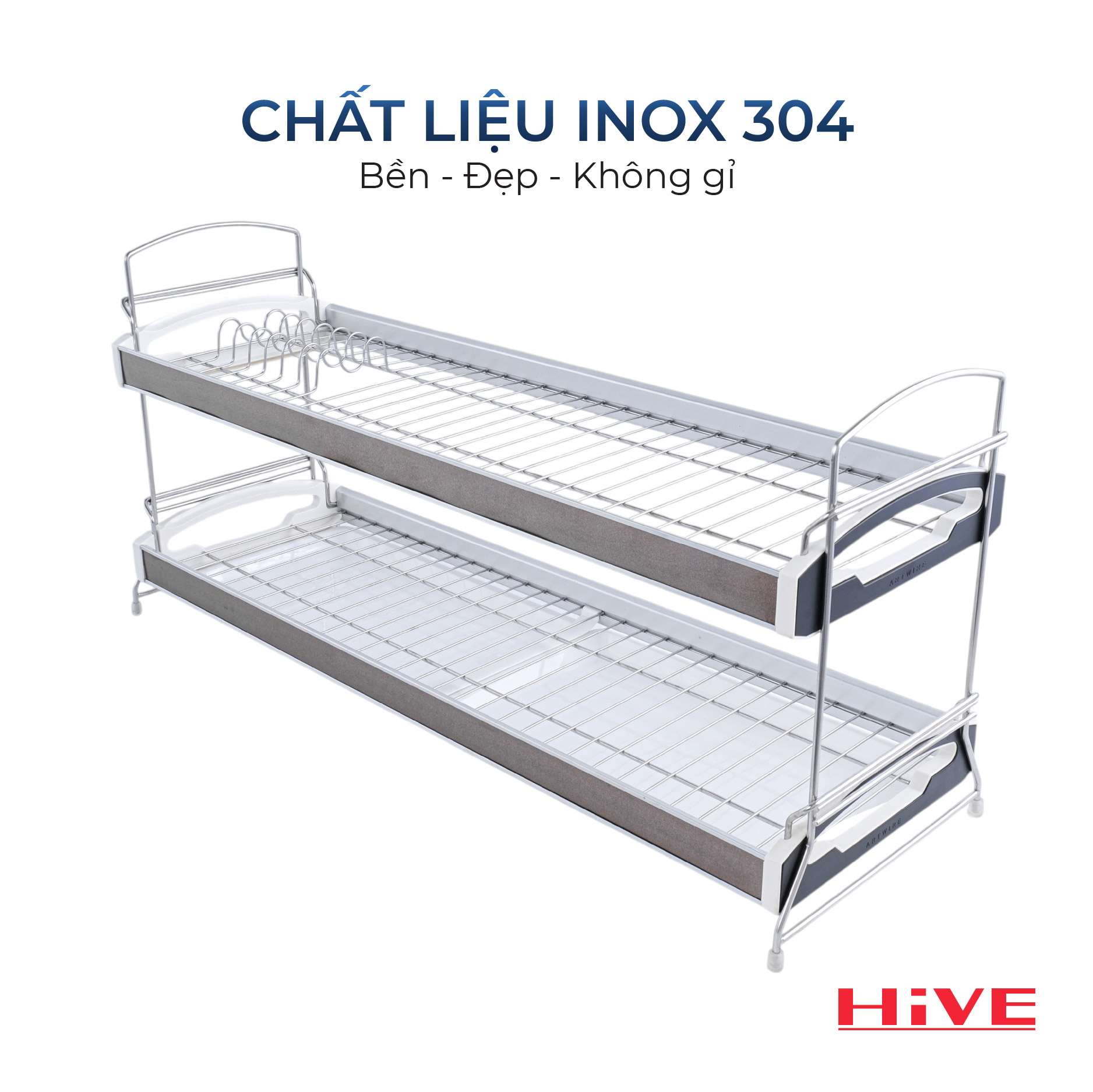 Giá úp chén bát DUAL 2 Tầng Inox 304 Cao Cấp