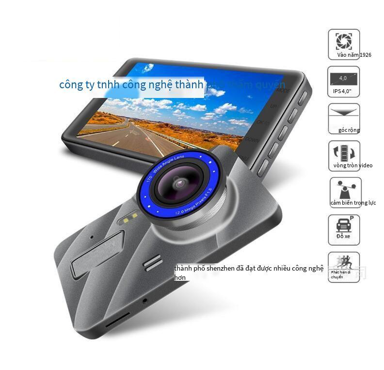 Máy ghi âm lái xe 4 inch thuận lợi nhất Màn hình IPS tầm nhìn ban đêm độ nét cao ống kính kép hợp kim kẽm đảo ngược điểm hình ảnh