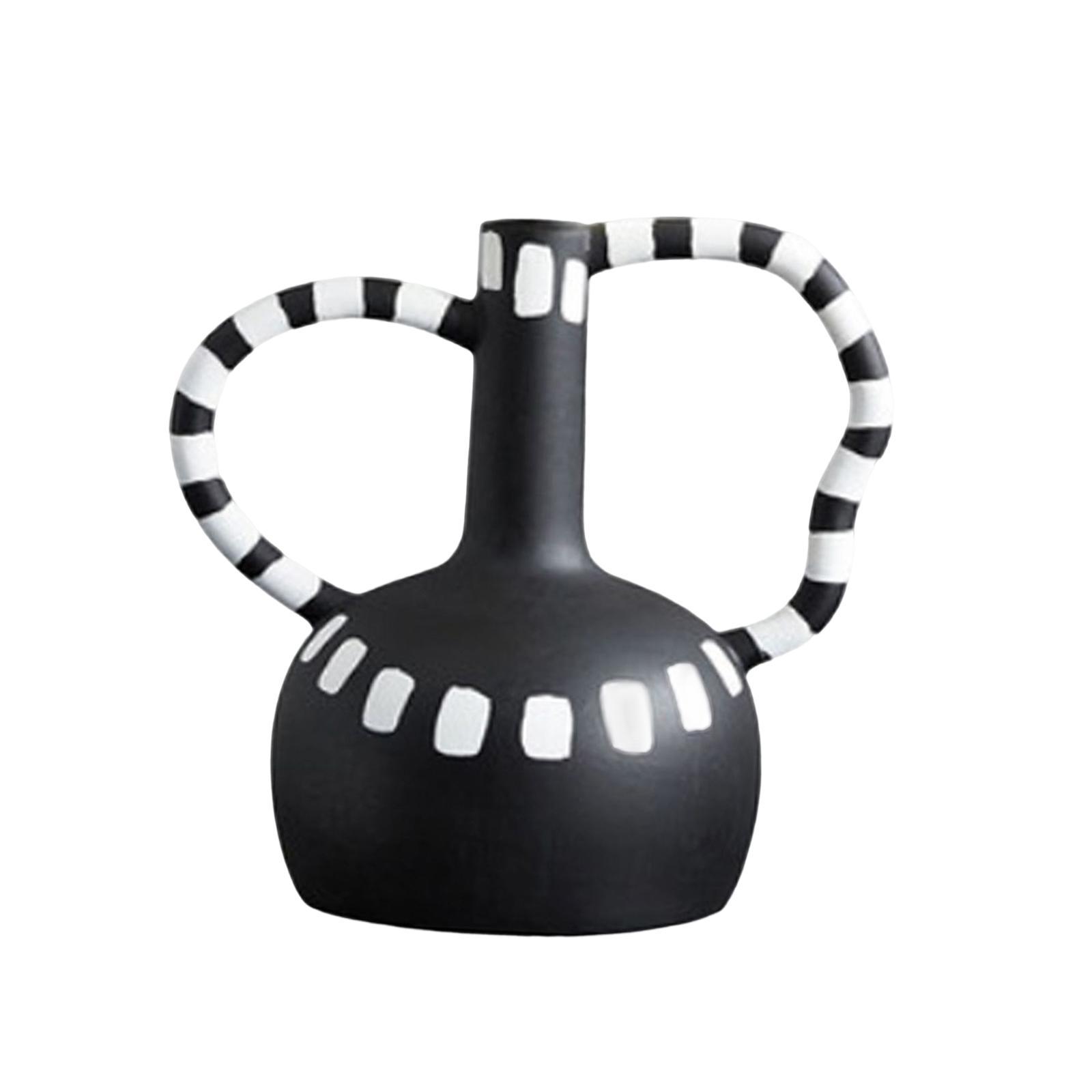 Black and White Vase Resin Flower Vase Nordic for Home Living Room Entrance