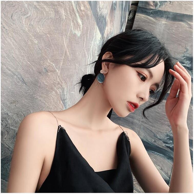 Bông tai nữ cá tính dễ thương phụ kiện hợp kim màu xanh