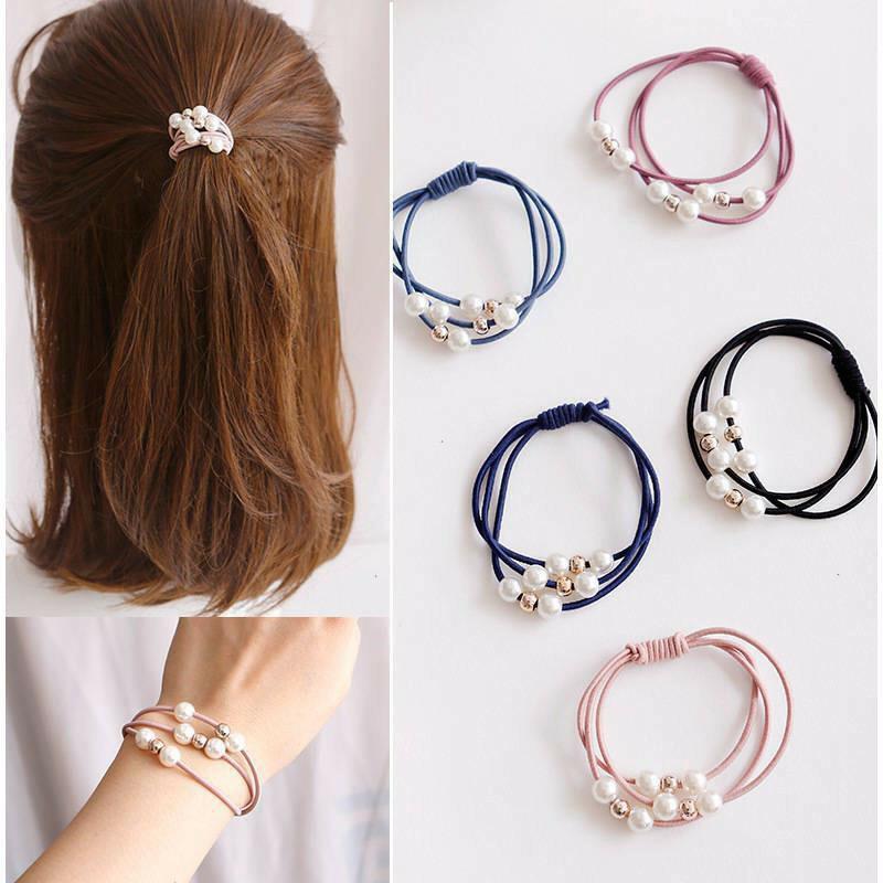 SET 5 CÁI | DÂY BUỘC TÓC 3 HẠT NGỌC XINH XẮN | HÀN QUỐC