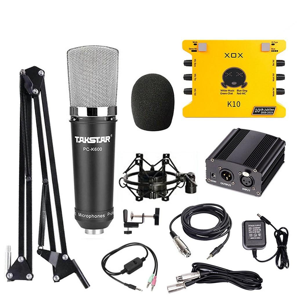 Combo livestream thu âm karaoke cao cấp micro K600 sound card XOX K10 Jubilee bảo hành 12t