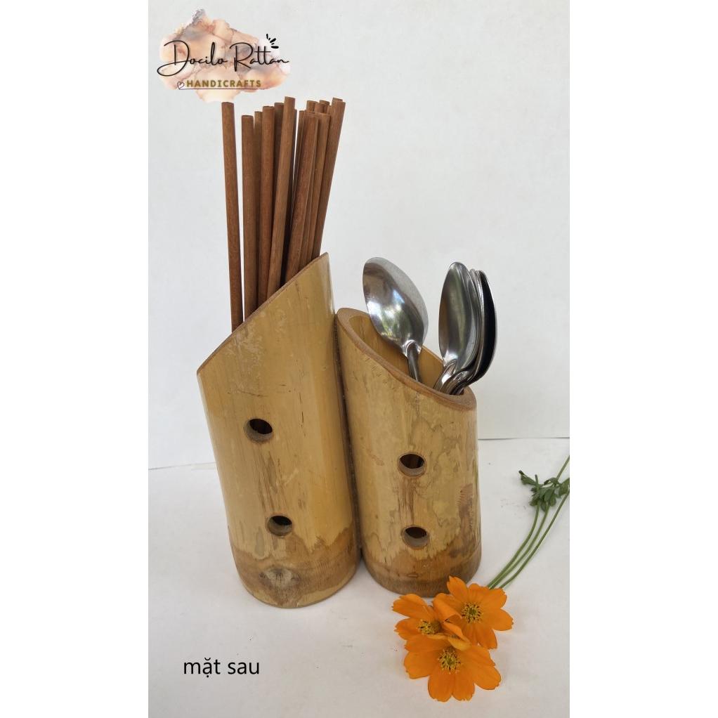Ống đựng đũa/ muỗng/ tăm bằng tre- Ống tre trang trí bàn ăn