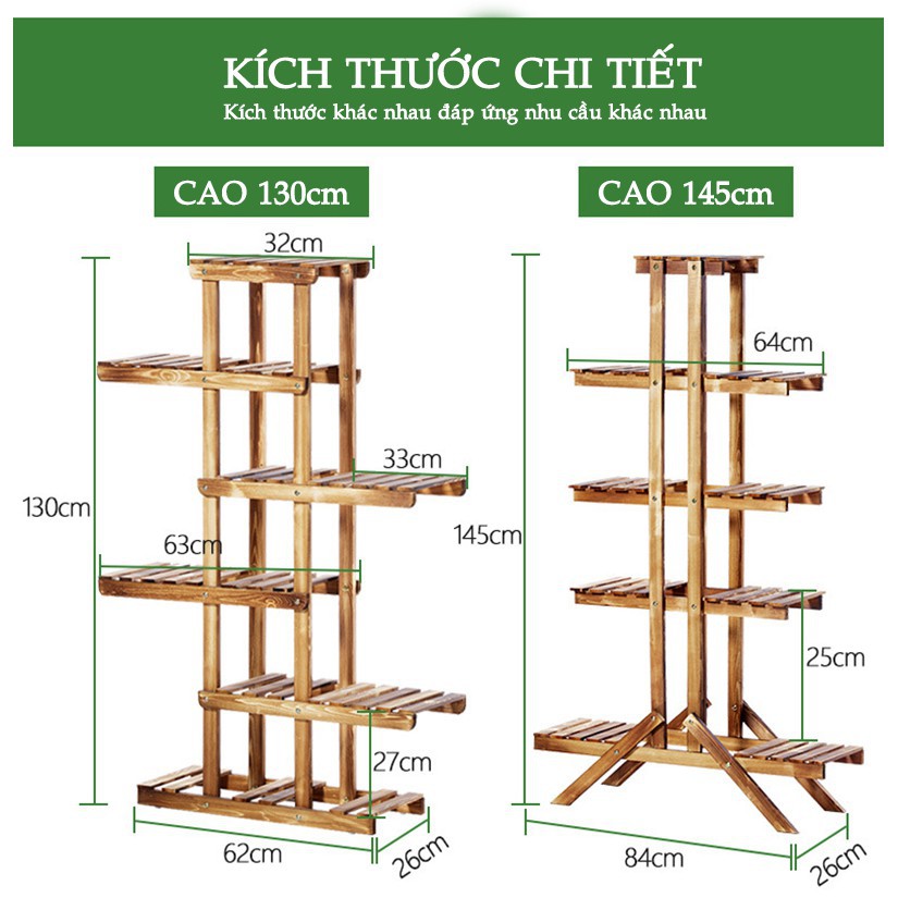 Kệ để cây cảnh ngoài trời bằng gỗ thông siêu nhẹ, giá để chậu hoa trang trí ban công phong cách Bắc Âu