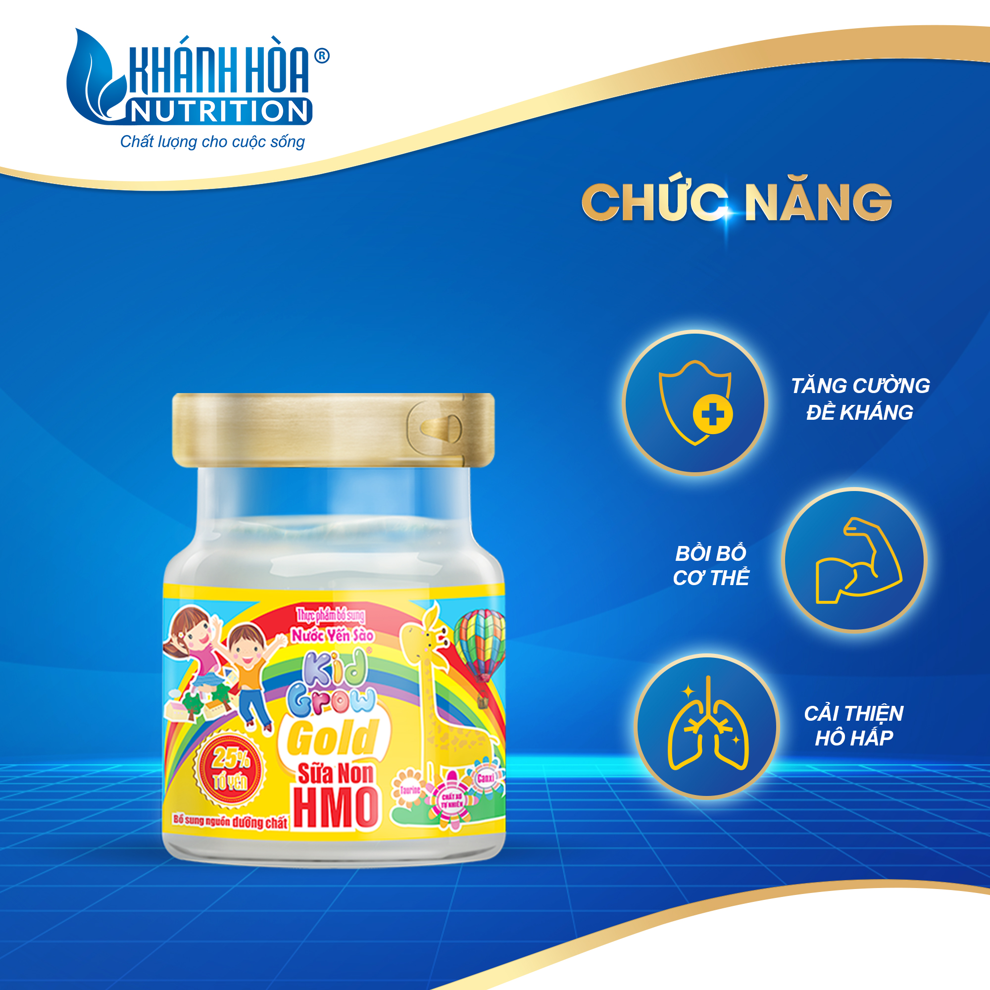 Nước Yến Sào Cho Bé KIDGROW Gold 25% Tổ Yến Bổ Sung HMO - Khánh Hòa Nutrition - Lọ 70 ML