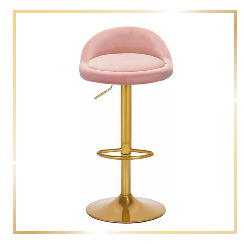 Ghế quầy bar xoay nệm bọc vải nhung chân thép mạ màu vàng gold Ghế bar tăng giảm livestream makeup Luxury Stools CB2258B-F nội thất Capta Tp.HCM