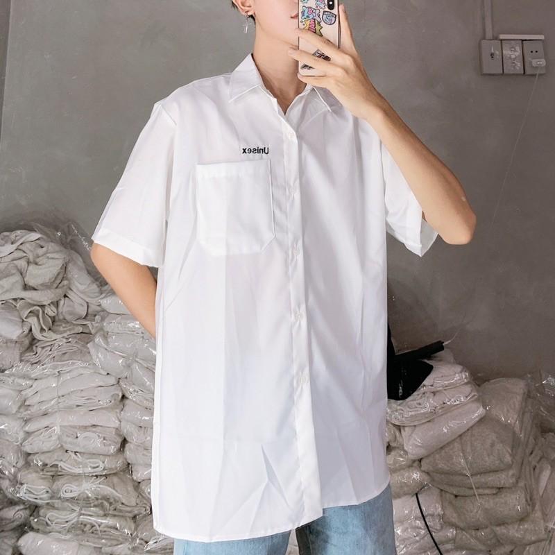 Áo sơmi unisex thêu hoạ tiết
