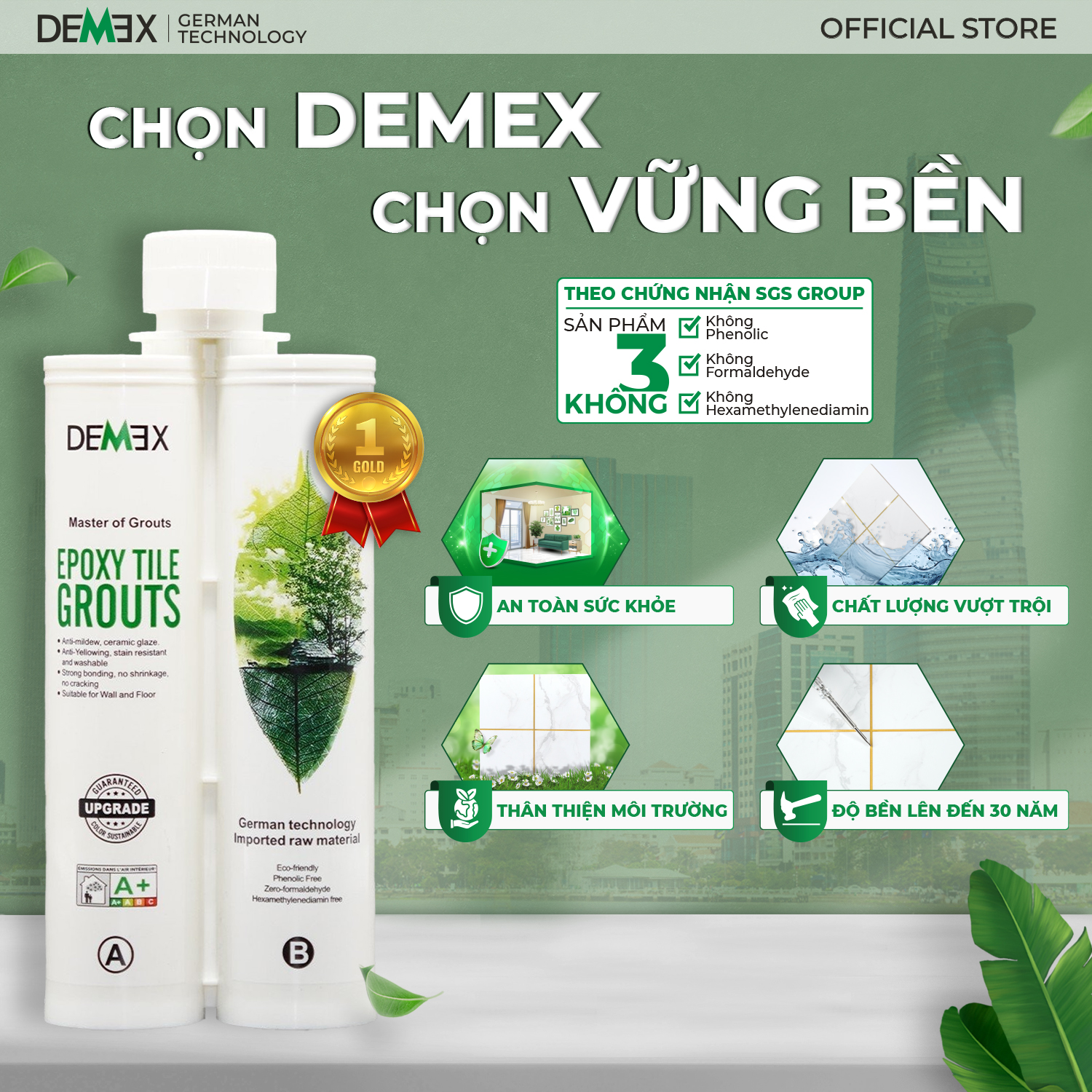 Combo 3 Chai Keo Chà Ron 2 Thành Phần - Keo Chít Mạch Chống Thấm, Không Chứa Chất Gây Ung Thư