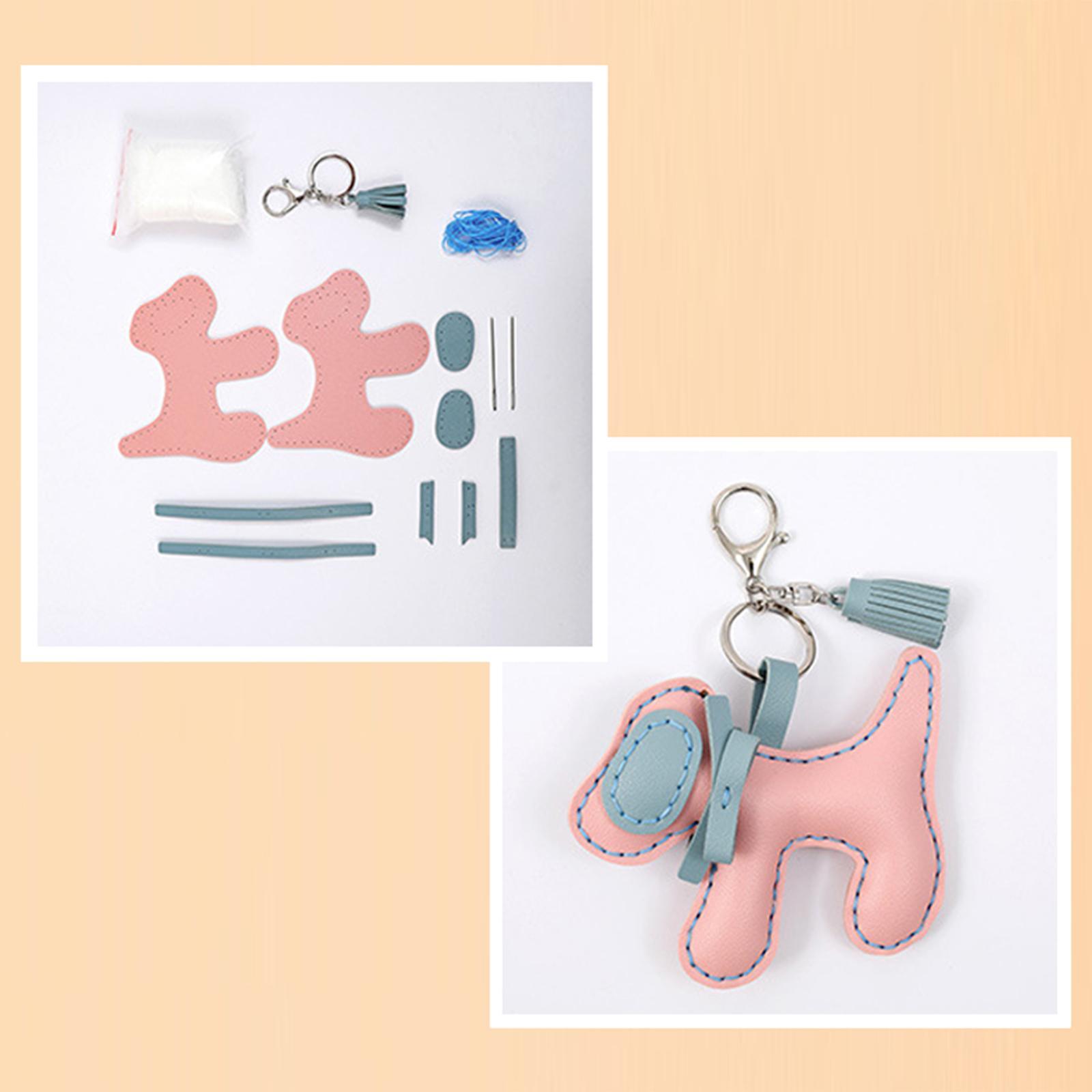 DIY Keychain Kit Sewing Kit PU Leather Kids Handmade Sewing Toys Animal