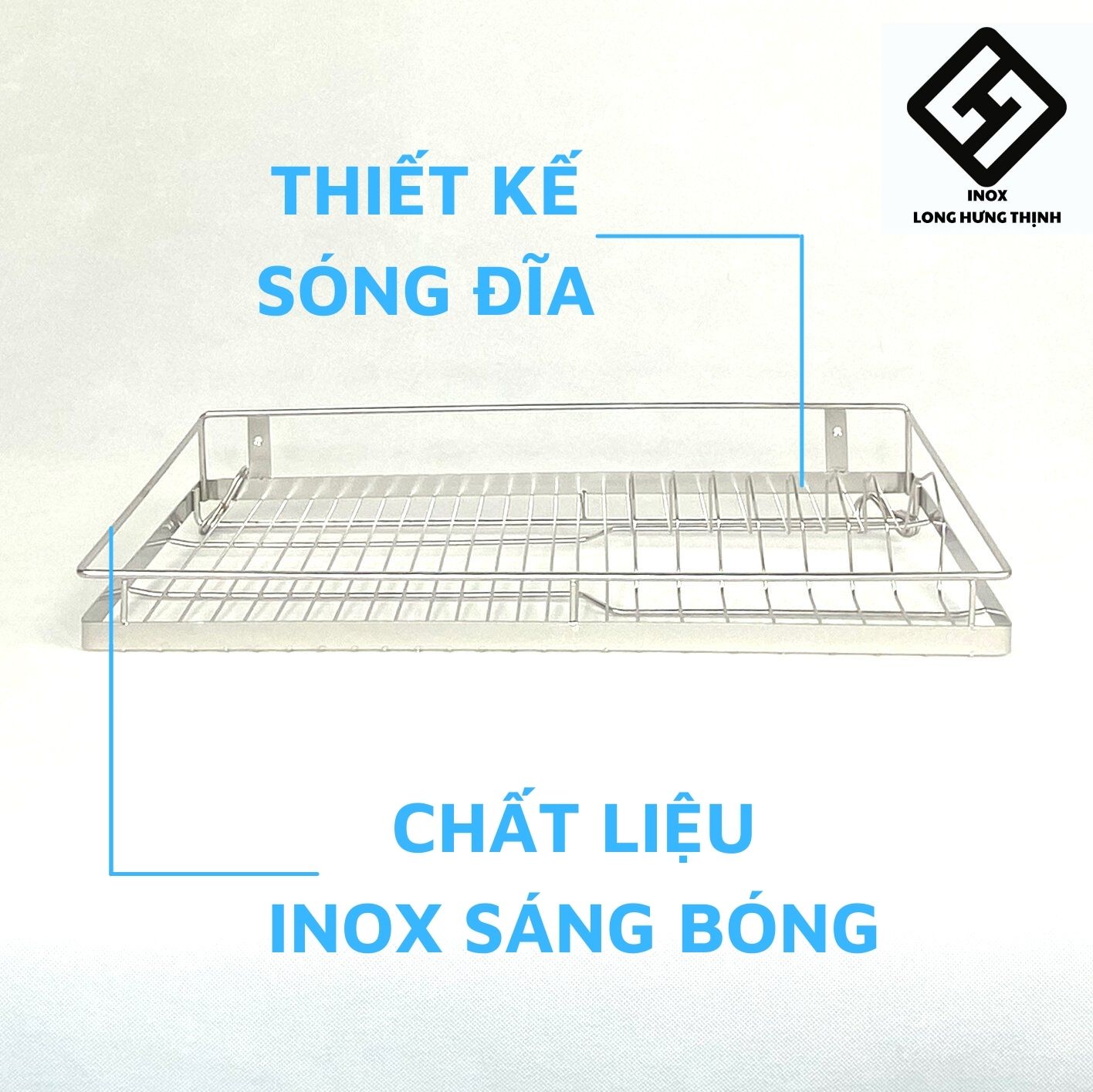 Kệ treo INOX đặc cao cấp 100% (đủ size) có sóng đĩa, kệ treo 1 tầng đựng tô, chén, bát, đĩa, đồ dùng nhà bếp tiện lợi