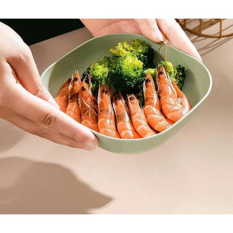 Set 8 Khay Đĩa Vuông Đựng Thức Ăn Màu Pastel Gồm 2 Cỡ Chất Liệu Nhựa Lúa Mạch Nhựa PP Thực Phẩm - Hàng nhập khẩu
