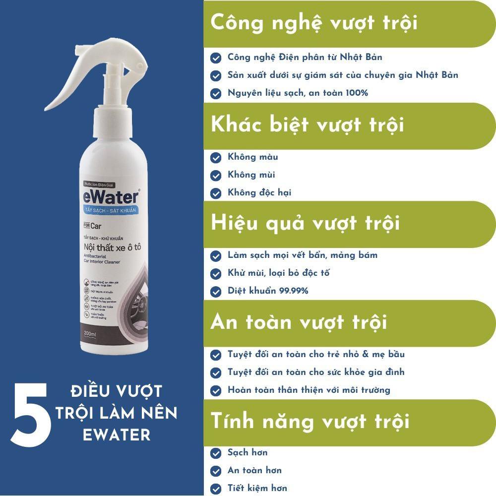 EWater tẩy rửa nội thất ô tô KHÔNG HÓA CHẤT công nghệ Nhật Bản | dung tích 500ml không mùi
