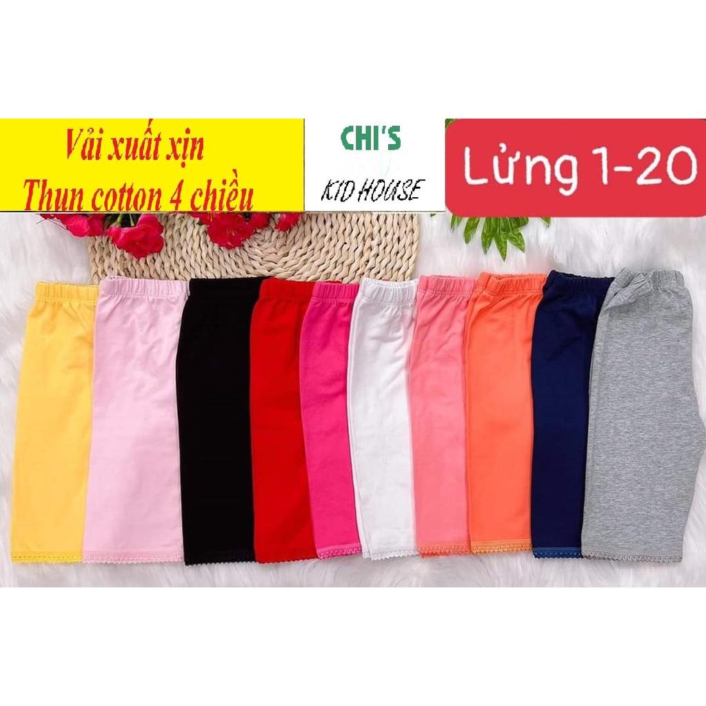 (VẢI XUẤT DƯ ĐẸP) QUẦN LEGGING TRƠN LỬNG THUN COTTON 4 CHIỀU CHO BÉ GÁI 21-41kg