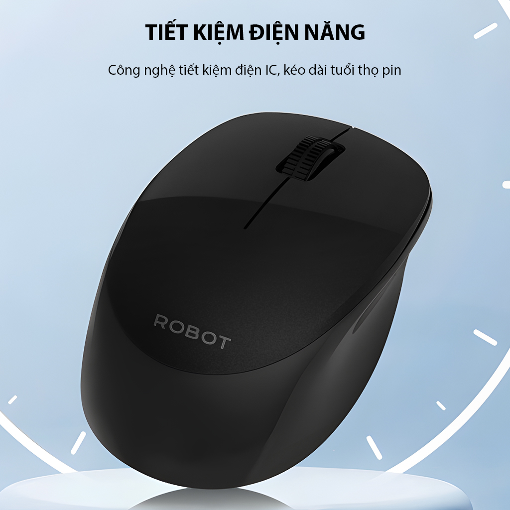 Chuột Không Dây Tĩnh Âm ROBOT M210S Kết Nối USB 2.4Ghz Độ Phân Giải 1600 DPI HÀNG CHÍNH HÃNG