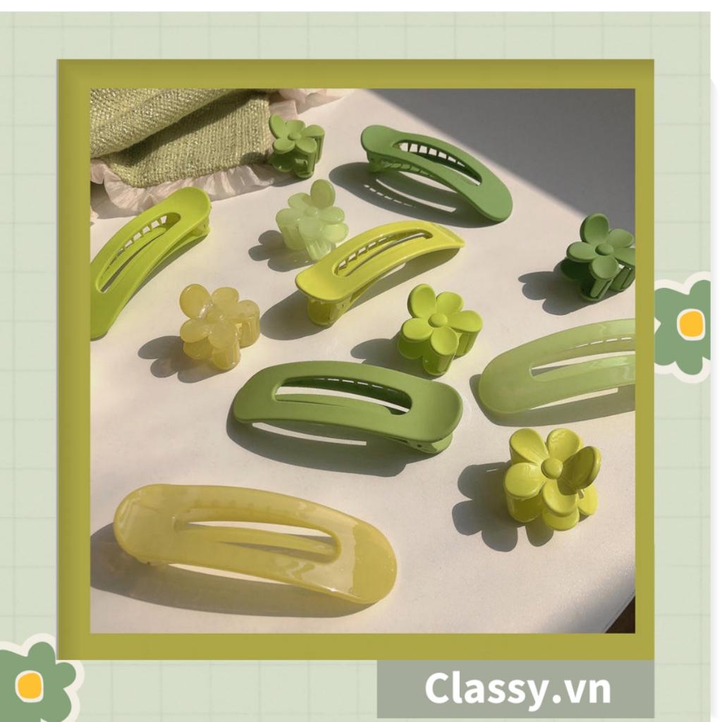 Kẹp tóc càng cua Classy cỡ nhỏ hình bông hoa màu xanh PK1170