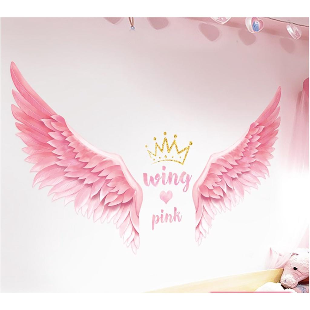 DECAL TRANG TRÍ ĐÔI CÁNH THIÊN THẦN HỒNG