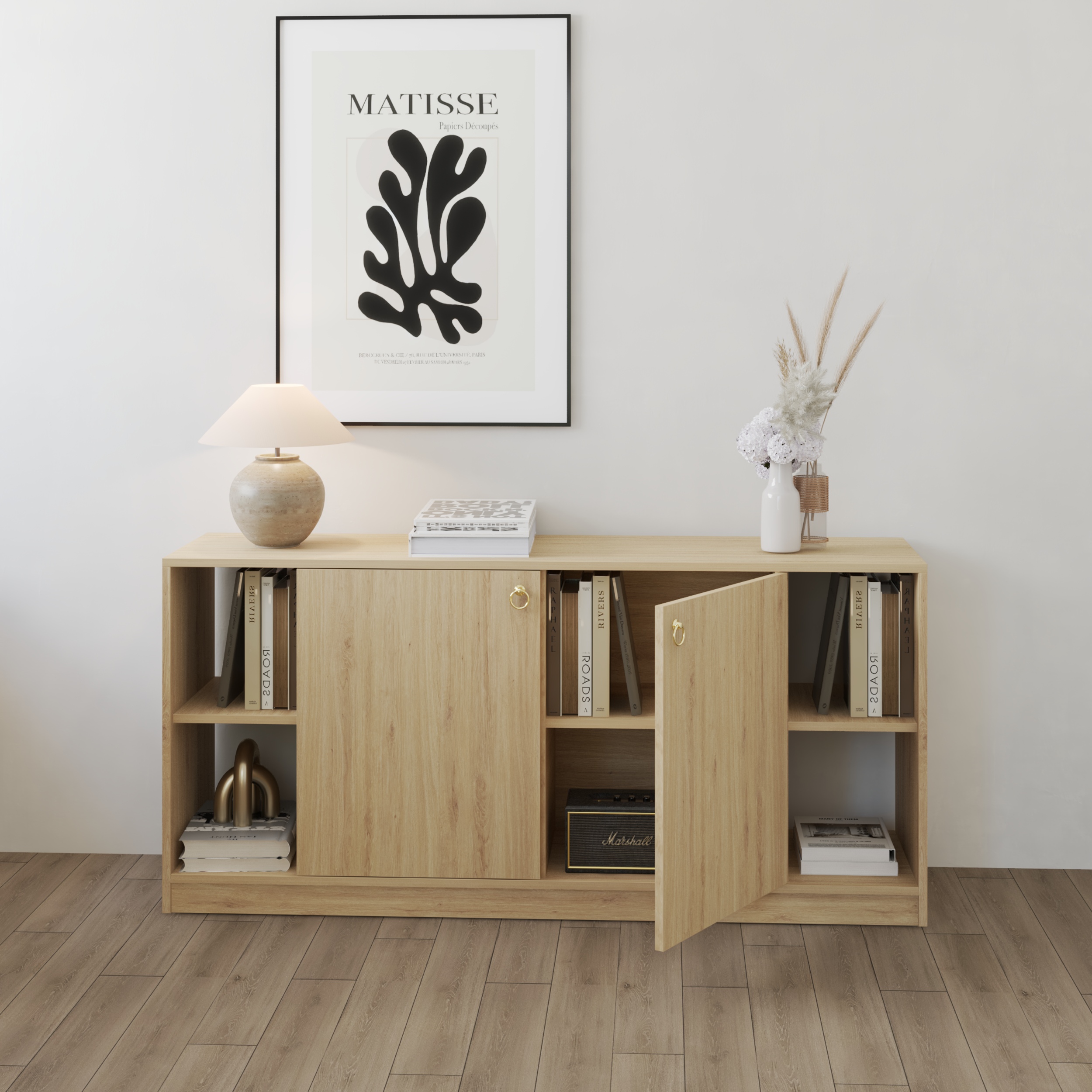 HAPPY FURNITURE , Tủ lưu trữ 2 cửa mở - MERI , TLT_057 , 150cm x 40cm x 70cm DxRxC